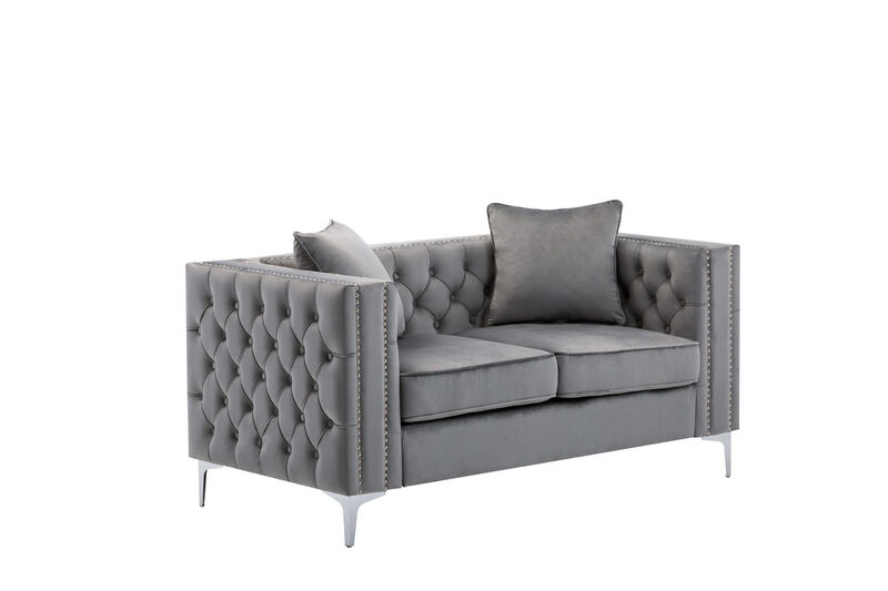 Lorreto Gray Velvet Loveseat