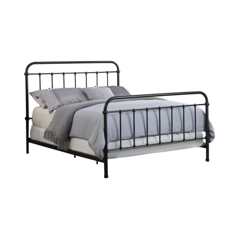 Transitional Styled Metal Queen Bed, Bronze-Benzara