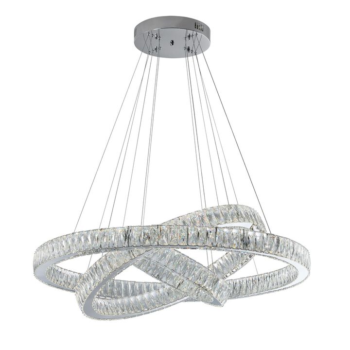 Crystal Elegance Chandelier Chrome Crystal Integrated LED 3 Rings