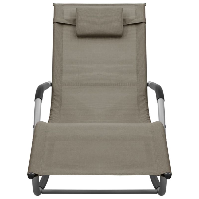 vidaXL Sun Lounger - Textilene Material, Taupe and Gray - Perfect for Garden or Beach, Comes with a Pillow and a Side Bag, Easy Assembly Required