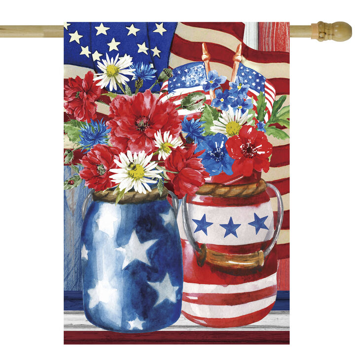 Stars and Stripes Patriotic Flower Bouquets Outdoor Flag - 28" x 40"