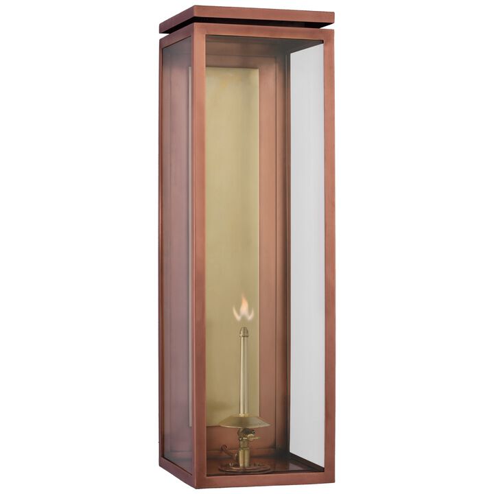 Fresno XL 3/4 Gas Wall Lantern in Soft Copper with Clear Glass