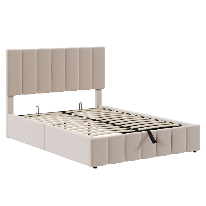 Whisen Modern Style Full Size Upholstered Platform Bed with Hydraulic Storage System