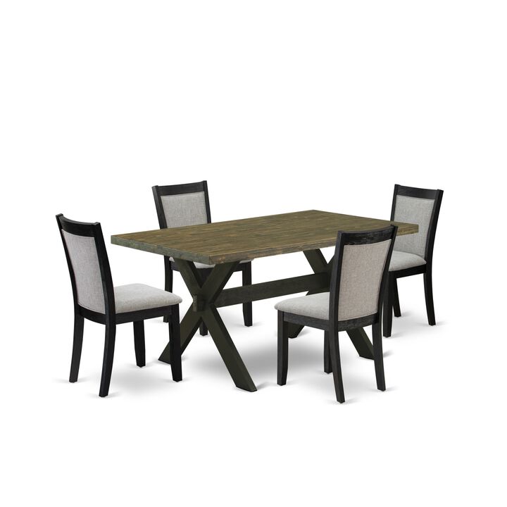 East West Furniture X676MZ606-5 5Pc Dining Set - Rectangular Table and 4 Parson Chairs - Multi-Color Color