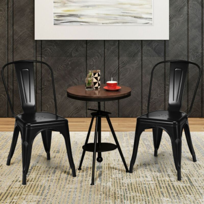 Set of 4 Metal Dining Chair with Stackable Design