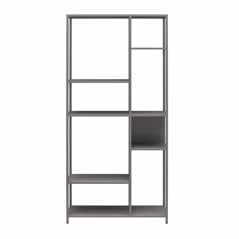 Mission District Metal Bookcase Room Divider, Graphite