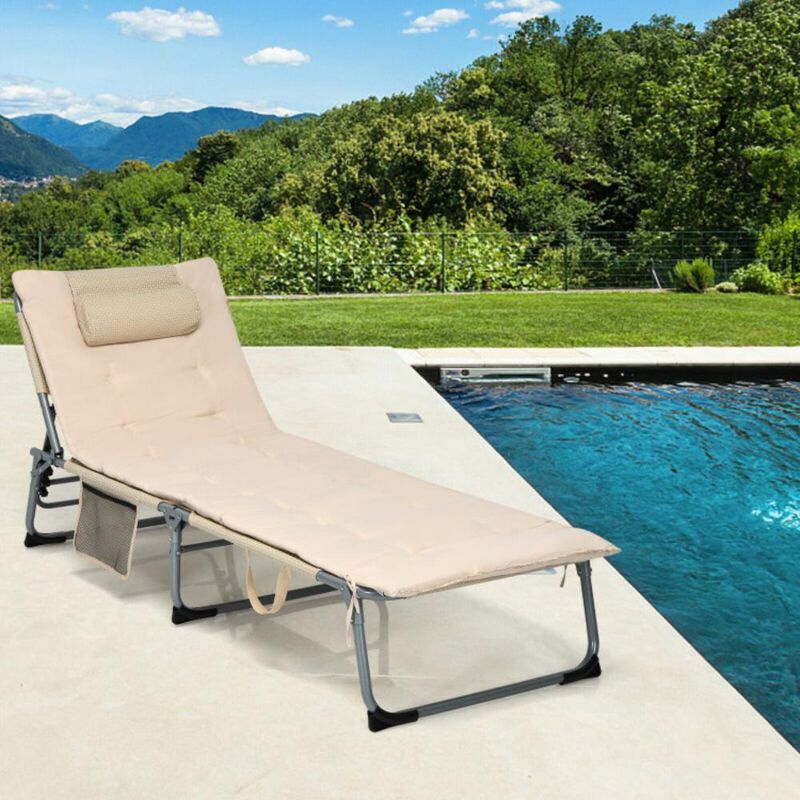 Hivvago 4-Fold Oversize Padded Folding Lounge Chair with Removable Soft Mattress