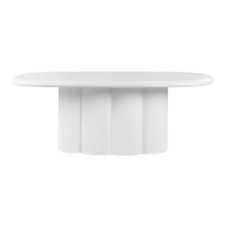 Elika White Faux Plaster Oval Dining Table