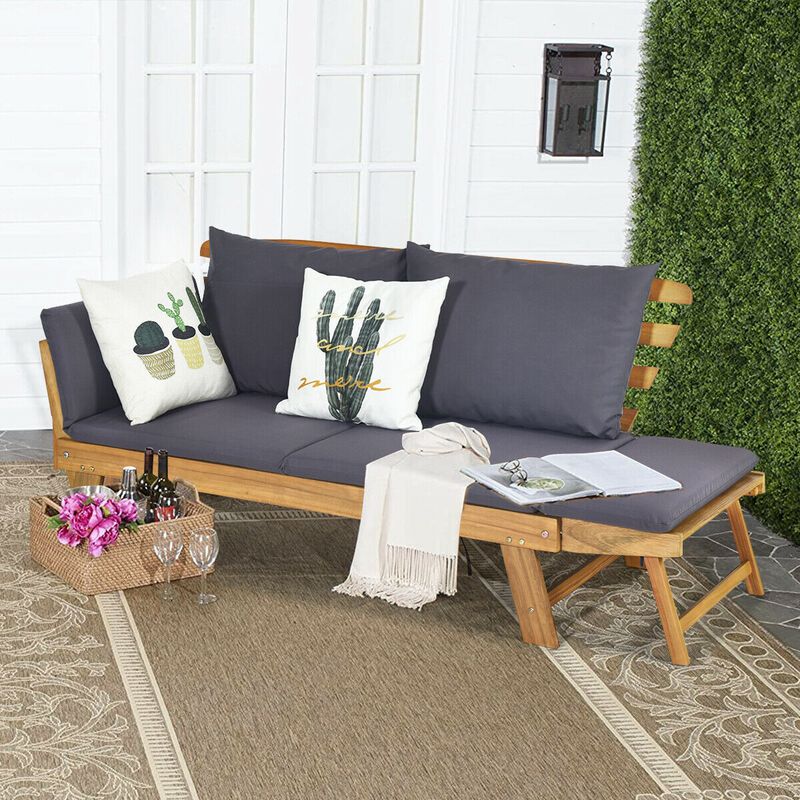 Adjustable  Patio Convertible Sofa with Thick Cushion