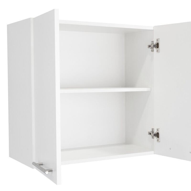 DEPOT E-SHOP  Wall Cabinet 24" H, four Doors, with two internal Shelves and internal plate and glass organizer, white