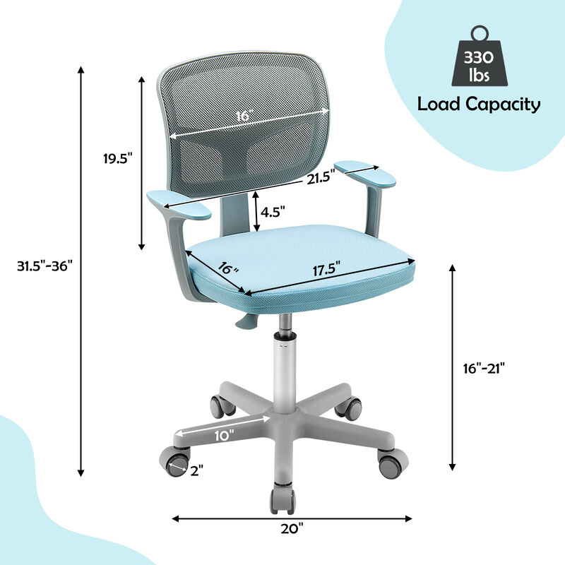 Adjustable Desk Chair with Auto Brake Casters for Kids