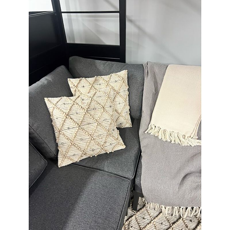 F. Corriveau International - Charm Cushion with Diamond Design, Indoor/Outdoor, 18" x 18"