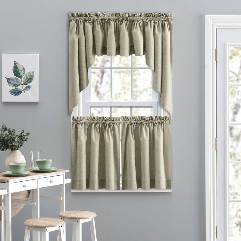 Ellis Curtain Lisa Solid Color Poly Cotton Duck Fabric Tailored Tier