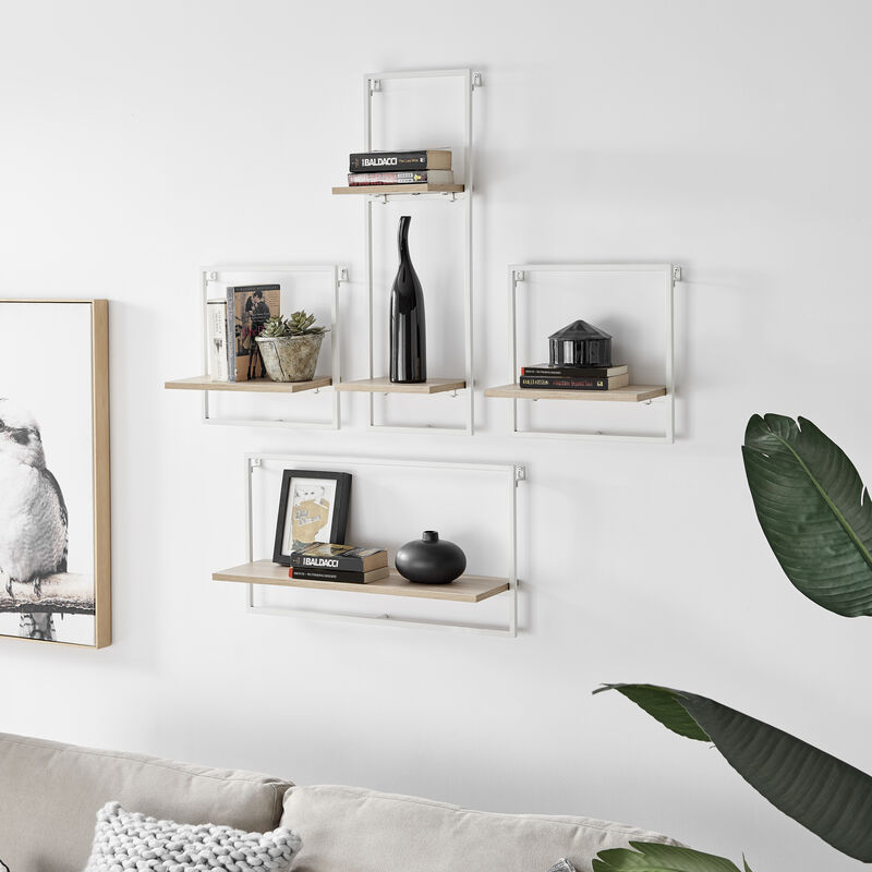 Framed Wall Art 4-Piece Modern Shelf Set with Metal Frame