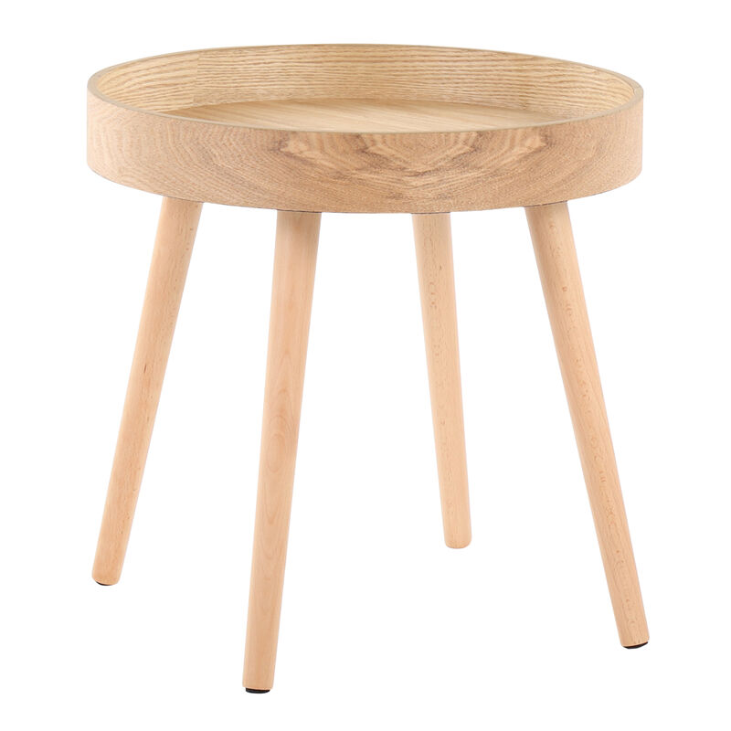 Pebble Mid Century Modern Side Table Set in Natural Wood by Lumi Source