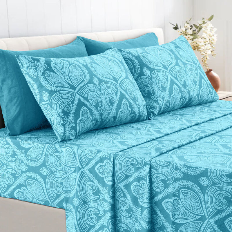 Lux Decor Collection Bed Sheets - Brushed Microfiber Paisley Sheet Set