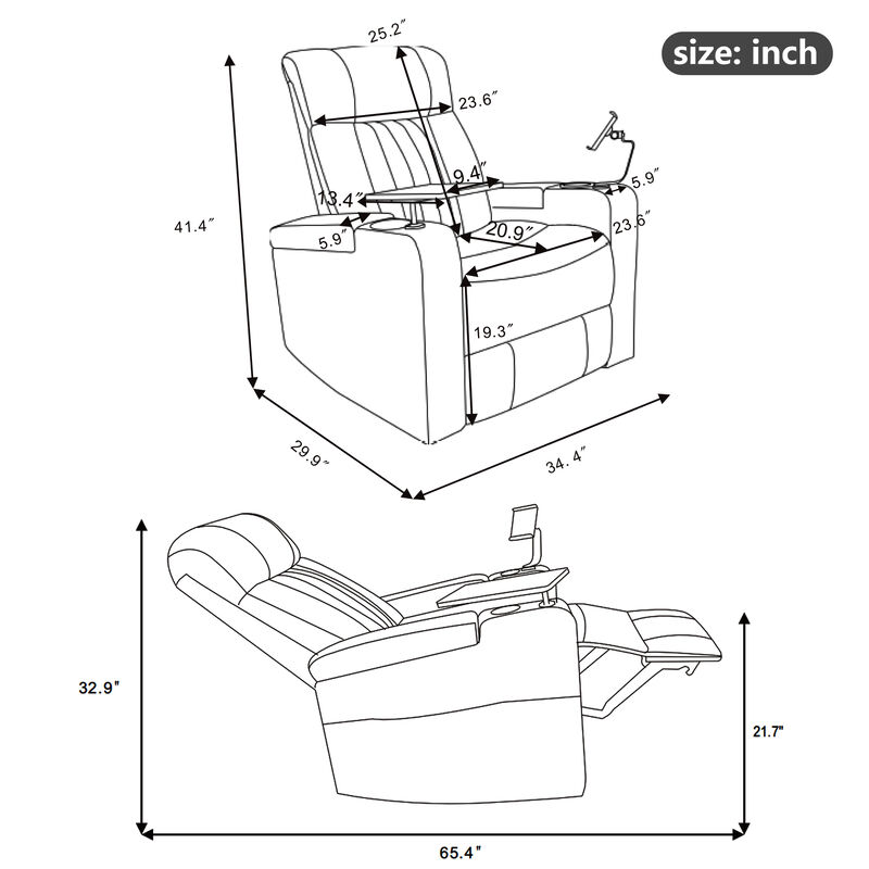 Merax Power Recliner with Storage Arms Swivel Chair