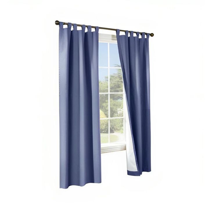 Commonwealth Thermalogic Weather Insulated Cotton Fabric Tab Panels Pair - 40x72" - Blue