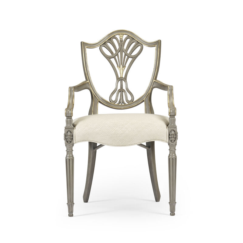 Grey & Gilded Dining Armchair