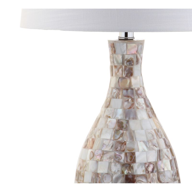 Verna 26.5" Seashell LED Table Lamp, Ivory/Beige