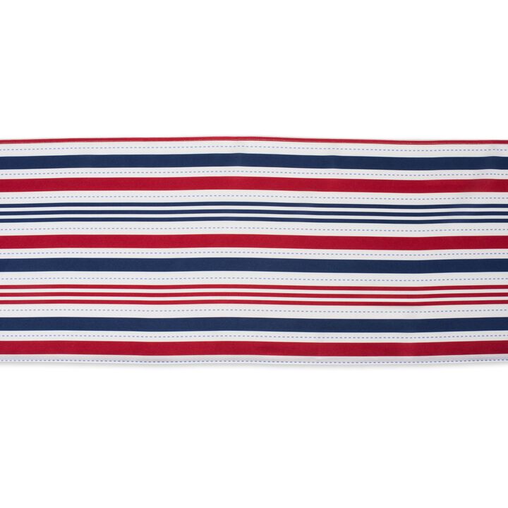 108" Red and Blue Patriotic Striped Rectangular Outdoor Table Runner