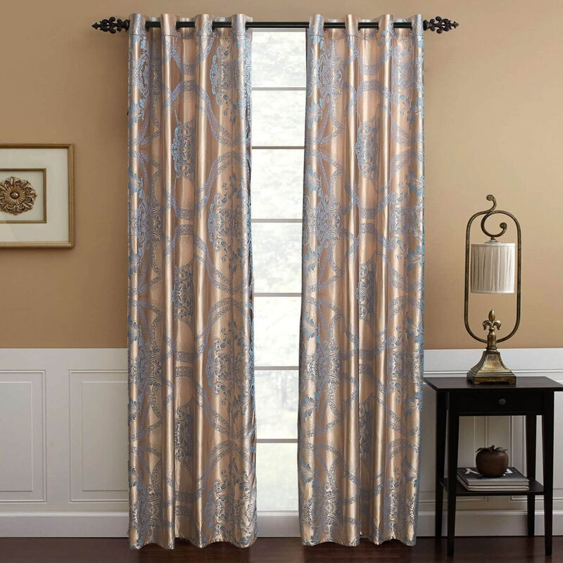 Dolce Mela Curtains Damask Jacquard Grommet Semi-Blackout