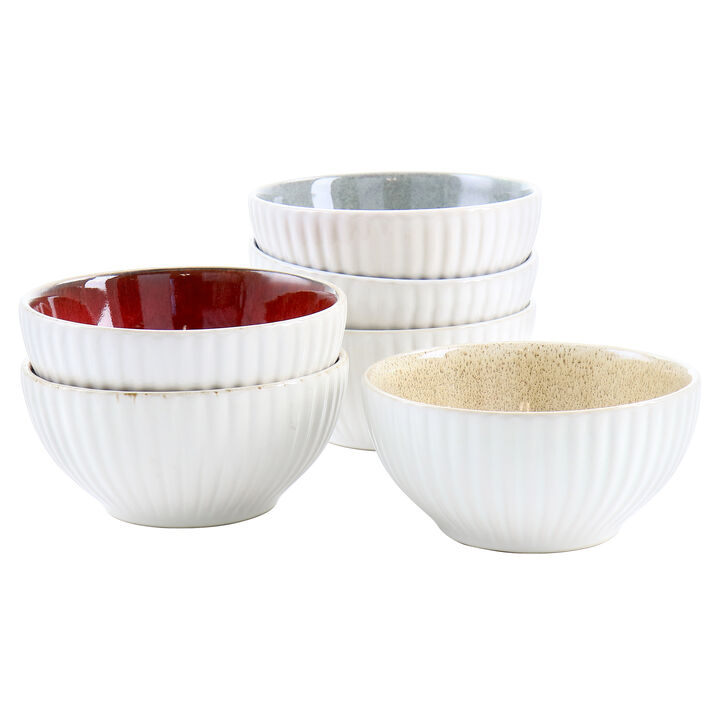 Laurie Gates Sierra 6 Piece 6.3 Inch Stoneware Bowl Set in Assorted Colors