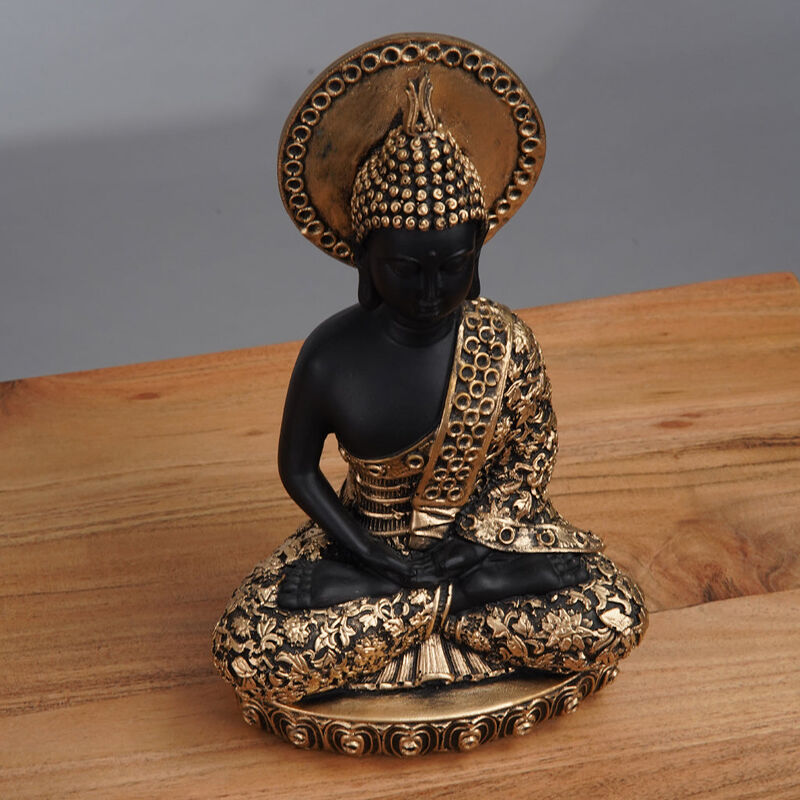 Handmade Eco-Friendly Vintage Resin Black Gold Sculpture 11"x7"x4.5" From BBH Homes