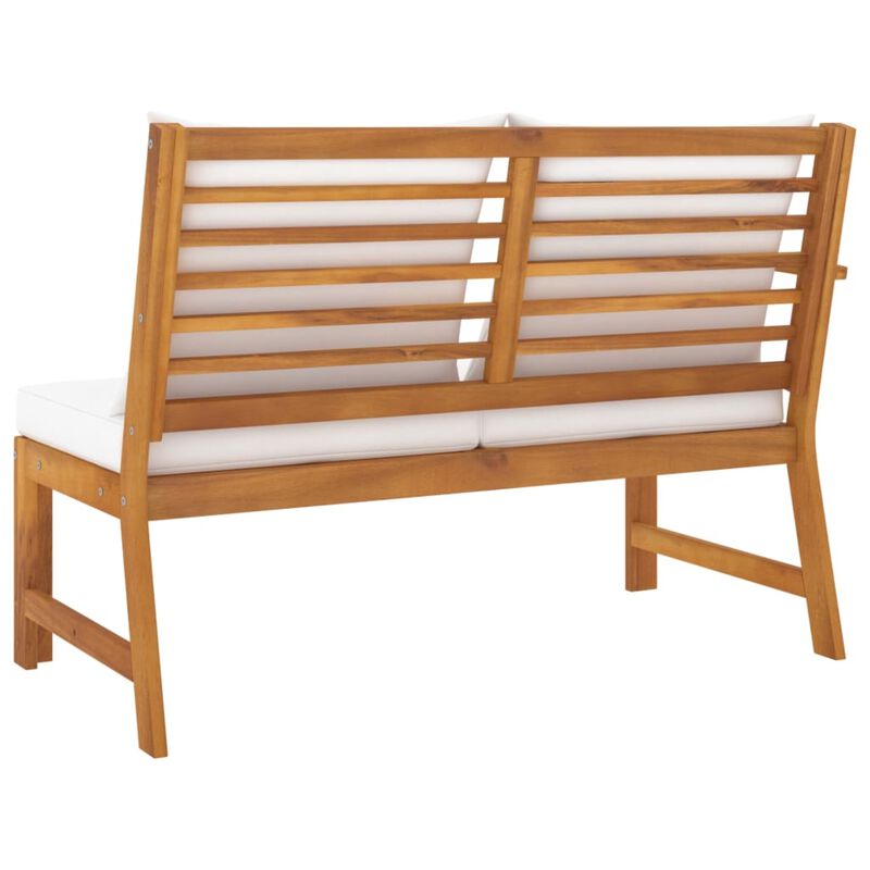 vidaXL Garden Bench 45.1" with Cream Cushion Solid Acacia Wood