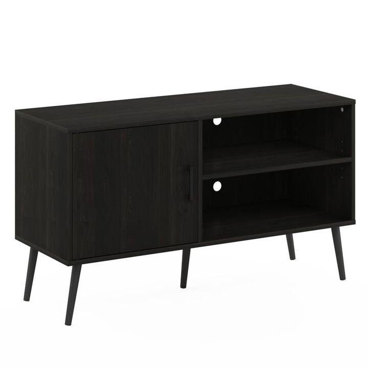 Furinno Furinno Claude Mid Century Style TV Stand with Wood Legs, One Cabinet Two Shelves, Espresso