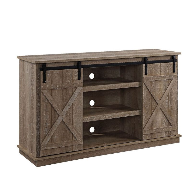 Home Entertainment Wooden TV Stand, Brown-Benzara