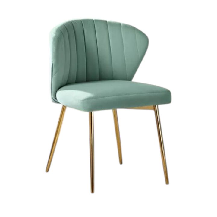 Hivvago Velvet Upholstered Wingback Accent Side Chair w/ Gold Metal Legs