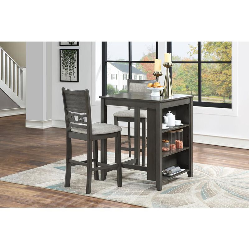 New Classic Furniture Furniture Gia Solid Wood Counter Table 2 Chairs in Gray