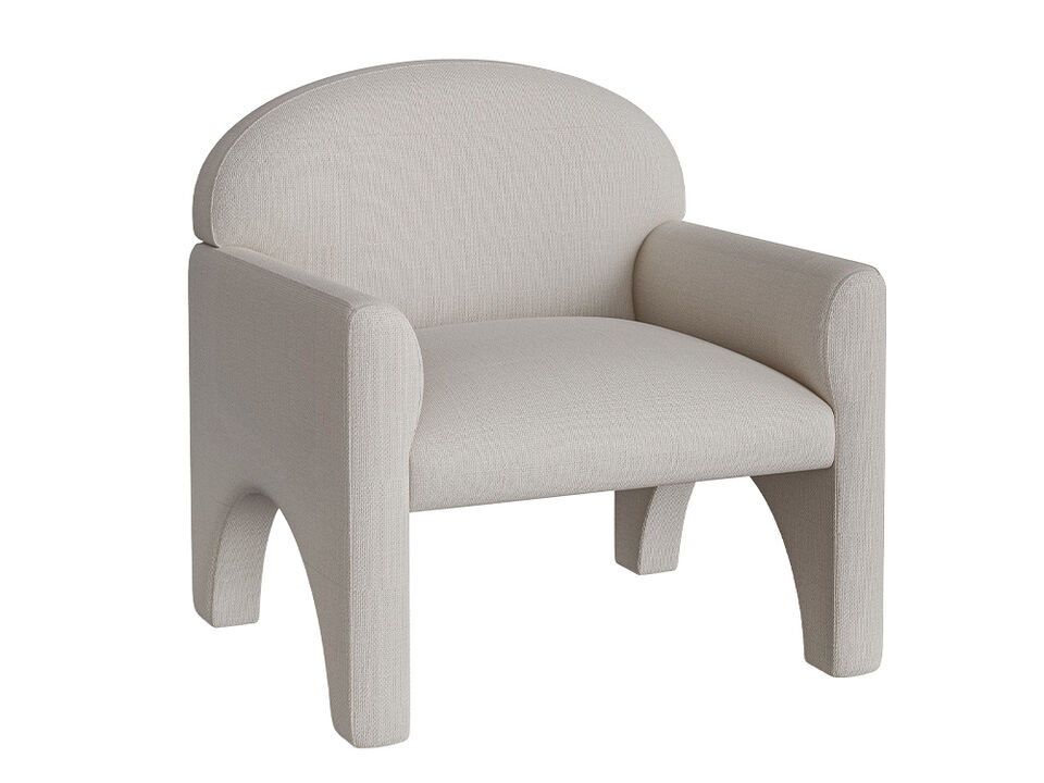 BELLEZE Modern Accent Chair with Rubber Wood Legs, Comfortable Upholstered Armchair with Arched Design for Living Room, Bedroom, or Office - Oslo (Beige)