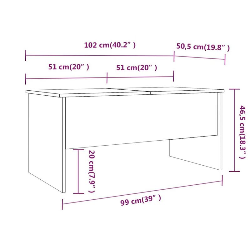 Coffee Table Gray Sonoma 40.2"x19.9"x18.3" Engineered Wood