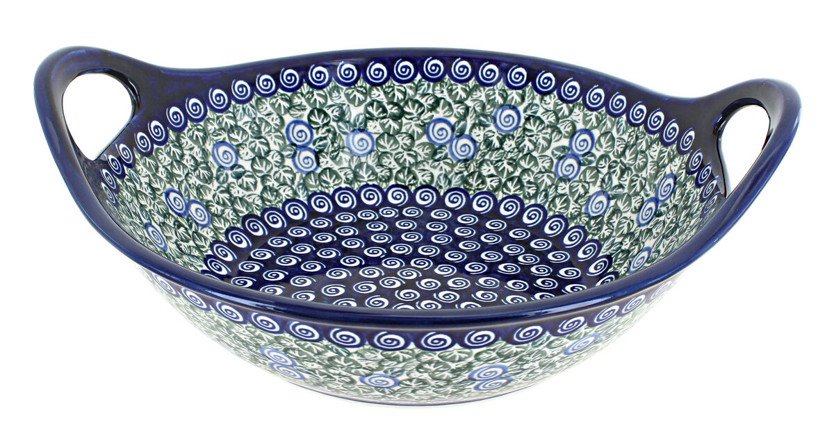 Blue Rose Polish Pottery Zara Medium Bowl with Handles