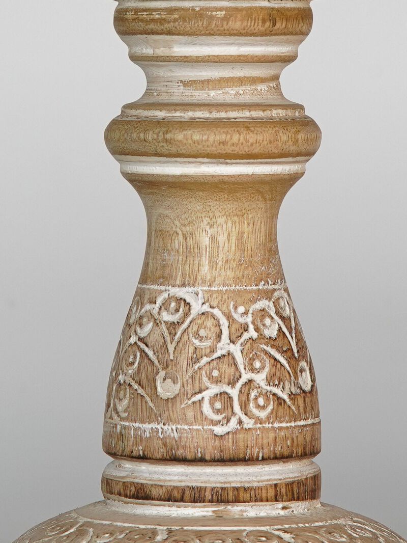 Traditional White Wash Eco-friendly Handmade Mango Wood Set Of Five 12",9",6",9" & 12" Pillar Candle Holder