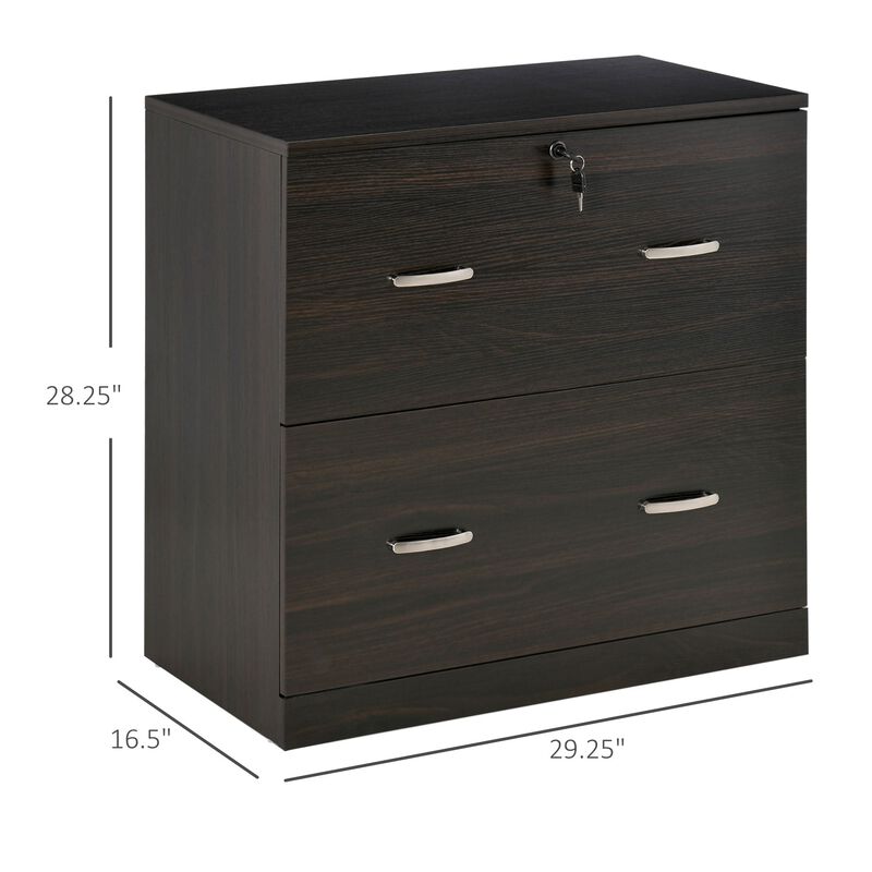 Walnut Office Storage: Lateral Filing Dresser with 2 Lockable Drawers