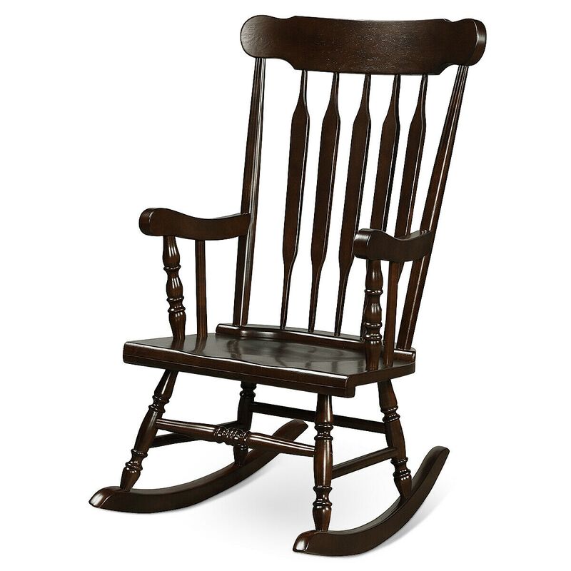 Rocking Chair with Solid Wooden Frame for Garden and Patio