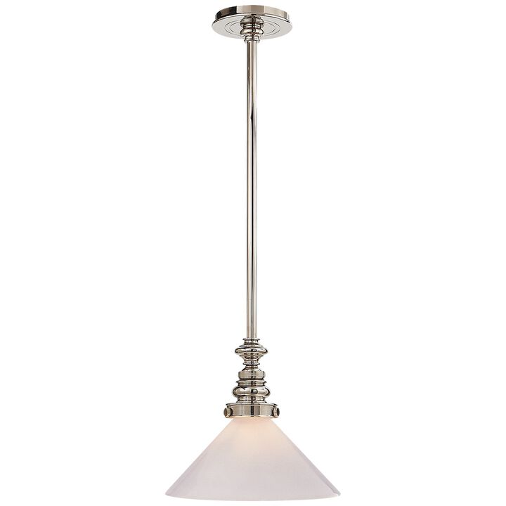 Boston Pendant in Polished Nickel with White Glass Shade