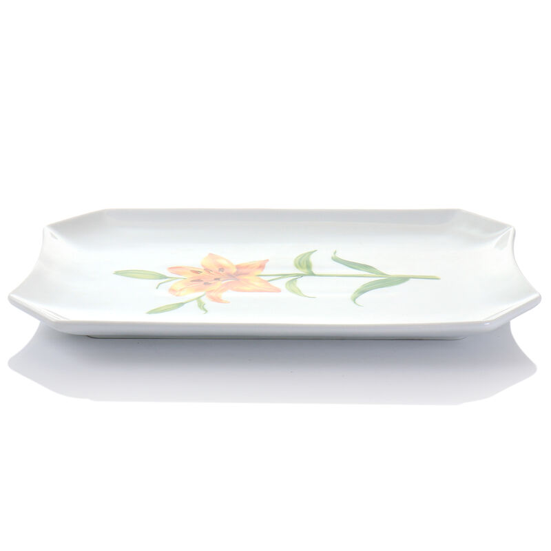 Martha Stewart Botanical Garden 14 Inch Fine Ceramic Serving Platter in White