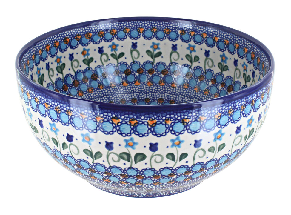 Blue Rose Polish Pottery Daisy Surprise Large Mixing Bowl