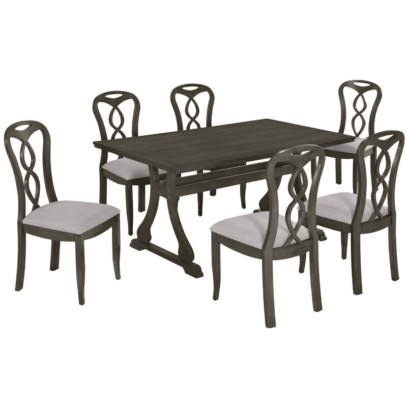 Merax Retro Table with Chairs and Bench Dining Set