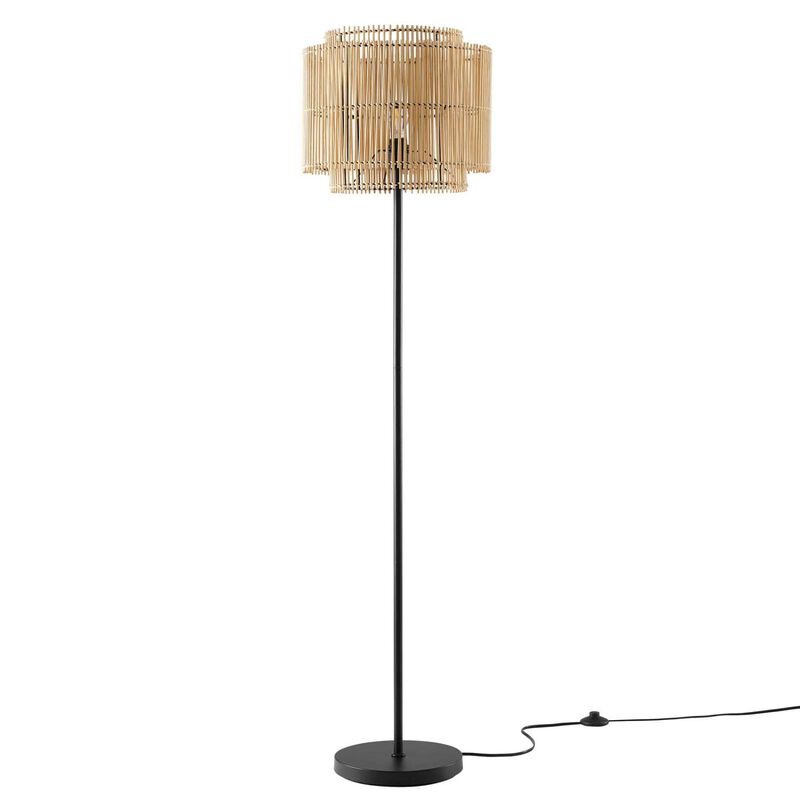 Modway Nourish 1-Light Modern Bamboo/Metal Floor Lamp in Natural