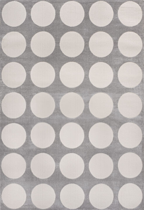 Adrian Modern Geometric Circle Dot High-Low Light Gray/Cream 5x8 Area Rug