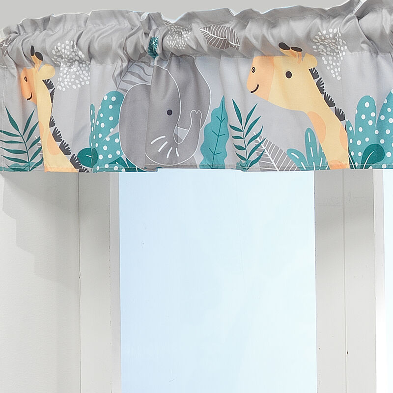 Bedtime Originals Mighty Jungle Gray Elephant/Giraffe Window Valance