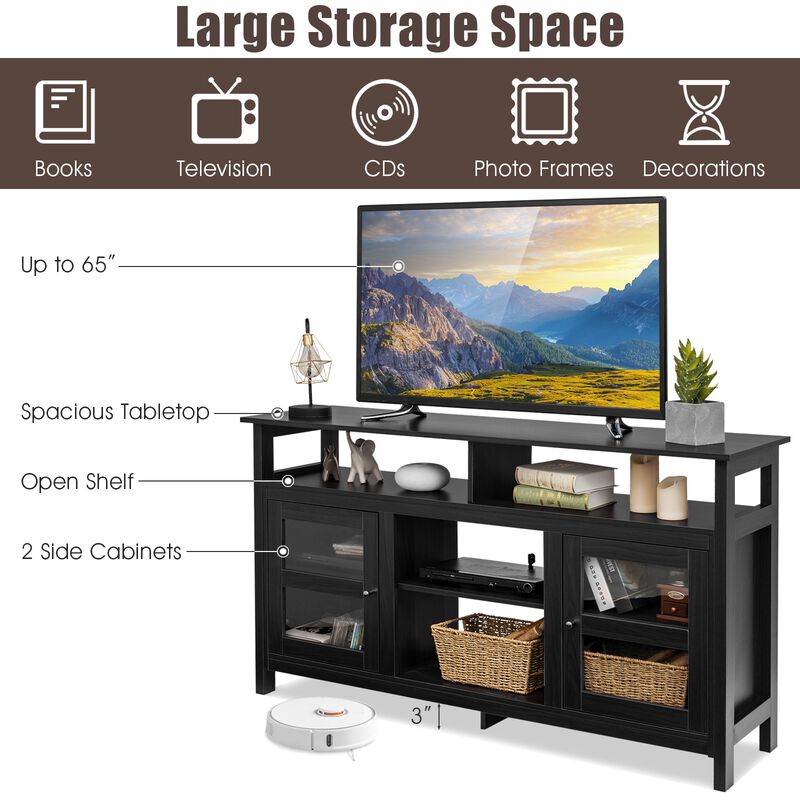 58 Inch TV Stand Entertainment Console Center with 2 Cabinets