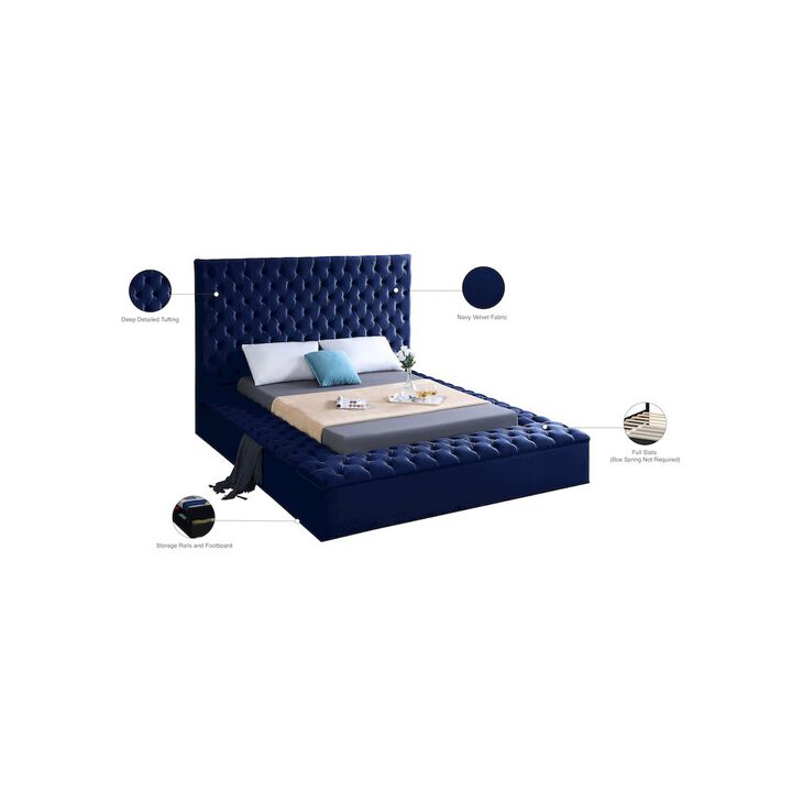 Meridian Furniture Bliss Navy Velvet Full Bed