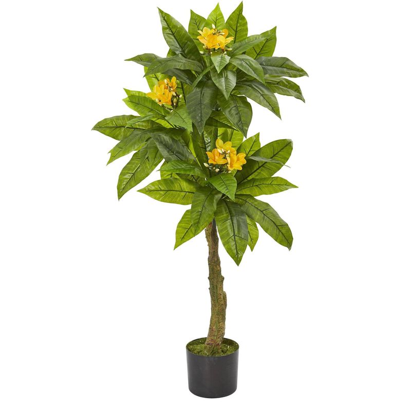 Nearly Natural 4-ft Plumeria Artificial Tree UV Resistant (Indoor/Outdoor)