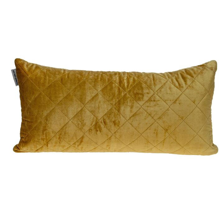 24" Yellow Recatangular Cotton Transitional Quilted Throw Pillow